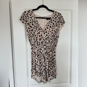 Vici Beige and Black Leopard Print Romper